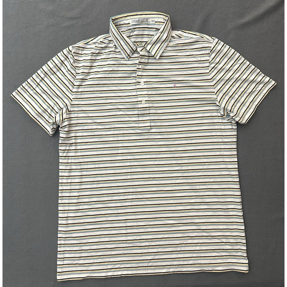 Criquet Golf Polo Shirt XL Slim Fit S/S Short Sleeve Stripes